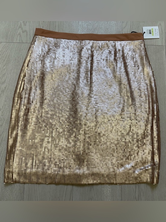 Calvin Klein Dresses & Skirts - NEW! Calvin Klein Metallic Sequin Skirt in Gold+Tan Sz.4 +TAGS